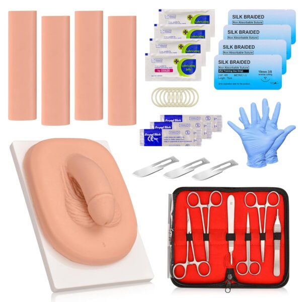Adult Male Circumcision Trainer Kit for Medical Students, Circumcision Simulator Set with Circumcision Tools for Practice Training-Light