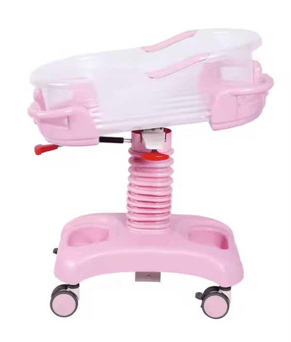 hospital baby bassinets or infant carts, which are designed for the safe storage and transport of newborns within healthcare settings.
