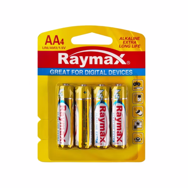 Specifications: Type: Alkaline Extra (Alkaline Manganese) Size: AA (LR6/AM3) Voltage: 1.5V Safety: Free from Mercury and Cadmium, making them safe for people and the environment. Shelf Life: 7 years from the date of production. Packaging: Available in packs of 4 pieces (as shown) or 10 pieces. Uses: General Electronic Devices: Effective for use with a wide range of everyday electronic devices. Digital Devices: Specifically marketed as "GREAT FOR DIGITAL DEVICES". High-Drain Devices: Premium alkaline batteries like these are designed to deliver reliable power, especially in high-drain scenarios, offering extended service life compared to zinc-carbon equivalents. Common Applications: Suitable for powering items such as toys, remote controls, digital cameras, flashlights, portable games consoles, shavers, and other household electronics.