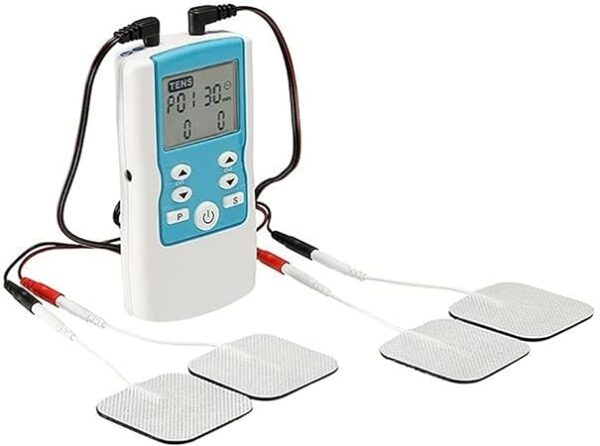 TENS (Transcutaneous Electrical Nerve Stimulation) and EMS (Electrical Muscle Stimulation) combo physiotherapy machine. 