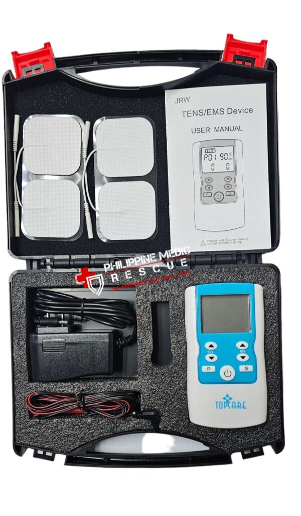 Portable TENS/EMS therapy unit for chronic pain management and muscle rehabilitation. Safe, effective, and suitable for home or professional use.