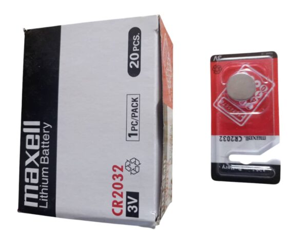 Maxell CR2032 is a coin-type lithium manganese dioxide battery known for its compact size, 3V operating voltage, and ability to function across a wide temperature range. Specifications: Type: Coin type Lithium Manganese Dioxide Battery (CR battery). Voltage: 3V. Energy Density: High energy density. Capacity: High storage capacity, with some variations having a capacity of around 850 Milliampere Hour (mAh). Shelf Life: Long shelf life, typically up to 10 years. Features: Displays long-term stable operating voltage, minimal power discharge, superior leakage resistance, and memory optimization/RTC backup capabilities. Origin: Made in Japan. Uses: The Maxell CR2032 battery is widely used in various small electronic devices due to its compact size and reliable power supply. Common applications include: CMOS Memory Backup: Used in computers and other electronic devices to maintain essential data during power outages. Remote Controls: Powers car keyless entry systems, garage door openers, and other remote controls. Calculators: Provides power for calculators and similar small portable devices. Watches: Commonly used in digital watches and other timekeeping devices. Medical Devices: Powers devices such as medical thermometers, activity trackers, and Continuous Glucose Monitoring (CGM) systems. IoT Sensors & Wearable Devices: Suitable for various IoT sensors, communication tags, beacons, and wearable technology. Other Electronic Devices: Can be found in toys, electronic testers, and various other small electronics requiring a 3V power source.