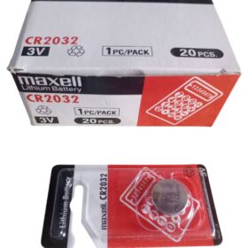 Maxell CR2032 is a coin-type lithium manganese dioxide battery known for its compact size, 3V operating voltage, and ability to function across a wide temperature range. Specifications: Type: Coin type Lithium Manganese Dioxide Battery (CR battery). Voltage: 3V. Energy Density: High energy density. Capacity: High storage capacity, with some variations having a capacity of around 850 Milliampere Hour (mAh). Shelf Life: Long shelf life, typically up to 10 years. Features: Displays long-term stable operating voltage, minimal power discharge, superior leakage resistance, and memory optimization/RTC backup capabilities. Origin: Made in Japan. Uses: The Maxell CR2032 battery is widely used in various small electronic devices due to its compact size and reliable power supply. Common applications include: CMOS Memory Backup: Used in computers and other electronic devices to maintain essential data during power outages. Remote Controls: Powers car keyless entry systems, garage door openers, and other remote controls. Calculators: Provides power for calculators and similar small portable devices. Watches: Commonly used in digital watches and other timekeeping devices. Medical Devices: Powers devices such as medical thermometers, activity trackers, and Continuous Glucose Monitoring (CGM) systems. IoT Sensors & Wearable Devices: Suitable for various IoT sensors, communication tags, beacons, and wearable technology. Other Electronic Devices: Can be found in toys, electronic testers, and various other small electronics requiring a 3V power source.