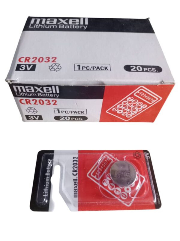Maxell CR2032 is a coin-type lithium manganese dioxide battery known for its compact size, 3V operating voltage, and ability to function across a wide temperature range. Specifications: Type: Coin type Lithium Manganese Dioxide Battery (CR battery). Voltage: 3V. Energy Density: High energy density. Capacity: High storage capacity, with some variations having a capacity of around 850 Milliampere Hour (mAh). Shelf Life: Long shelf life, typically up to 10 years. Features: Displays long-term stable operating voltage, minimal power discharge, superior leakage resistance, and memory optimization/RTC backup capabilities. Origin: Made in Japan. Uses: The Maxell CR2032 battery is widely used in various small electronic devices due to its compact size and reliable power supply. Common applications include: CMOS Memory Backup: Used in computers and other electronic devices to maintain essential data during power outages. Remote Controls: Powers car keyless entry systems, garage door openers, and other remote controls. Calculators: Provides power for calculators and similar small portable devices. Watches: Commonly used in digital watches and other timekeeping devices. Medical Devices: Powers devices such as medical thermometers, activity trackers, and Continuous Glucose Monitoring (CGM) systems. IoT Sensors & Wearable Devices: Suitable for various IoT sensors, communication tags, beacons, and wearable technology. Other Electronic Devices: Can be found in toys, electronic testers, and various other small electronics requiring a 3V power source.