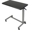 Medical Adjustable Overbed Bedside Table with Wheels. Specifications: Adjustable Height: Easily raised or lowered, typically between 29 inches and 40-44 inches, with a spring-loaded locking handle or simple knob adjustments. Tabletop: Often features a wood-grained laminate or water-resistant plastic top, with some models offering a tilting mechanism for customizable angles and others being non-tilting. Mobility: Equipped with four lockable swivel casters (wheels) for easy movement and secure positioning. Construction: Built with heavy-gauge, chrome-plated welded tubular steel construction for durability and stability. Weight Capacity: Designed to support a certain weight, with some models indicating a capacity of around 45 lbs. Uses: Medical and Home Care: Provides a convenient surface for individuals who are bedridden, have limited mobility, or are recovering from illness or surgery, suitable for both hospital and home environments. Activities in Bed: Ideal for eating meals, reading books or magazines, writing, or using laptops and tablets comfortably while in bed. Wheelchair Accessibility: Can be lowered to serve as a table for individuals using wheelchairs.