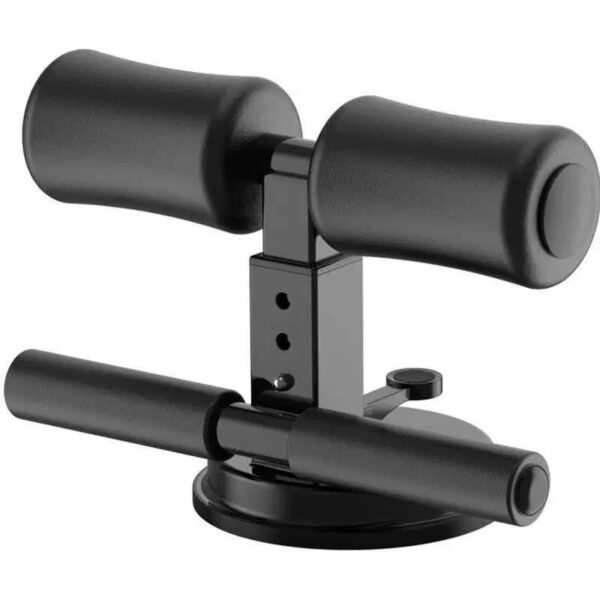 Portable Suction Cup Abdominal Bar, also commonly known as a Sit-Up Equipment Bar or Sit-Up Assistant Device. Specifications: Design: Features a strong suction base for stability on smooth floors and comfortable padded ankle support. Adjustability: Often includes multiple adjustable gears or height modes to suit different user needs and exercise types. Materials: Typically constructed from high-quality, durable materials like metal, thickened rubber for the suction cup, and high-density foam padding covered with anti-slip, sweat-proof leatherette for comfort. Portability: Designed to be lightweight and compact, sometimes foldable, for easy storage and transport, making it suitable for home workouts or travel. Benefits: Core Strengthening: Helps to isolate and target core muscles during sit-ups and other abdominal exercises, leading to more efficient workouts. Improved Form: Provides stable foot support, guiding users into proper form and minimizing strain on the back and neck during exercises. Versatility: Supports a range of exercises beyond sit-ups, including waist, abdomen, leg, body sculpting, lifting, and muscle-building routines. Convenience: Easy to install and use at home or while traveling due to its portable and adjustable design.