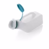 "Shop 1000ml Male Urinal Bottle with secure green lid, reusable design, and easy-grip handle. Made from medical-grade plastic with measuring scale for convenience—ideal for home, travel, or hospital use."