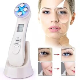 handheld, multi-function beauty device that uses various technologies for skin rejuvenation and anti-aging. Based on similar products identified in search results, its features and specifications typically include: Features Functions: It often combines multiple functions such as microcurrent (EMS), LED light therapy, and vibration massage. Purpose: The device is designed to be used at home for various skincare treatments, including skin lifting, tightening, and rejuvenation. It aims to reduce wrinkles, improve skin elasticity, and promote the absorption of skincare products. Modes: It may have multiple modes to address different skin concerns. Specifications Power Source: The device is typically rechargeable and powered via a USB cable. Type: It is a handheld device designed for use on the face, neck, and body. Material: The body of the device is often made from materials like ABS plastic or metal.