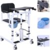 Specifications: Product Type: Patient Hydraulic Lift Transfer Wheelchair with Commode Function: Transfer, lifting, and toileting aid for patient mobility assistance Lifting Mechanism: Hydraulic manual lift system for smooth height adjustment Height Adjustment Range: Typically 40–65 cm (varies by model) Frame Material: Heavy-duty steel or aluminum alloy (rust-resistant coating) Seat Type: Padded seat with removable commode bucket for hygiene and comfort Load Capacity: Up to 150–180 kg (330–400 lbs) Wheel Type: 360° swivel casters with rear brakes for stability and easy movement Armrests: Detachable or flip-back design for easy patient transfer Footrests: Adjustable and removable for convenience Commode Bucket: Detachable for easy cleaning and maintenance Usage: Suitable for home care, hospitals, nursing homes, and rehabilitation centers Additional Features: Waterproof and easy-to-clean materials Safety lock system for secure lifting Ergonomic handle for caregiver comfort