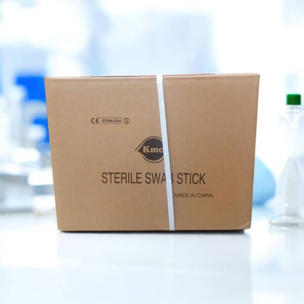multiple sterile swab sticks, which are medical tools used for collecting samples. Specifications Components: A sterile swab stick consists of a swab tip attached to a stick or shaft. The stick can be made of materials like wood, polypropylene (PP), or polystyrene (PS). The tip is often made of superior absorbent cotton, artificial cotton, or polyester fiber. Sterilization: The swabs are individually packaged and sterilized to prevent contamination. Sterilization methods can include gamma irradiation or ethylene oxide (EtO). Design: The design can vary depending on the intended use. For example, some are designed for oral sampling, while nasopharyngeal swabs are long and flexible to reach the back of the nasal cavity. Uses Sterile swab sticks are primarily used in medical and laboratory settings for the following purposes: Specimen Collection: They are used to collect samples for diagnostic tests, such as those for respiratory infections like influenza and COVID-19. Wound Care: They can be used by medical staff for general wound care and cleaning. Microbial Testing: They are used to test for microbial contamination on various surfaces in critical areas, such as hospital wards, kitchens, and pharmaceutical equipment. General Application: They can be used for prepping and mixing during different medical procedures.