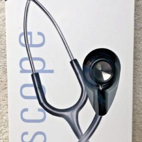 ADC Adscope Clinician Stethoscope. The specifications and features of this stethoscope include: Chestpiece: It features a combination dual-head chestpiece, typically made of surgical stainless steel. Some models, such as the Adscope 608, are convertible, allowing for both adult and pediatric diaphragm configurations. Acoustics: The stethoscope uses Adjustable Frequency Design (AFD) technology, which allows the user to hear low-frequency (bell-type) sounds with light pressure and high-frequency (diaphragm-type) sounds with firm pressure on the chestpiece. Comfort and Durability: The headset is designed for comfort and durability, with a reinforcing yoke and soft silicone eartips for a proper acoustic seal. The chestpiece has non-chill rims for patient comfort. Warranty: The stethoscope comes with a lifetime warranty that covers parts and free consumables like diaphragms and eartips upon registration.
