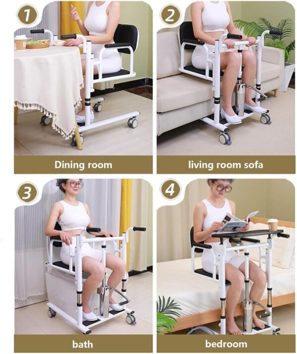 Patient Lift Transfer Chair, Sit to Stand Lift 4 in 1 Portable Transfer Chair with Wheels, Standing Transfer Chair for Home Adults Disabled Easy to Use - Weight Capacity 290 Lb