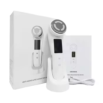 rechargeable fascial anti agine device handheld, multi-function beauty device that uses various technologies for skin rejuvenation and anti-aging. Based on similar products identified in search results, its features and specifications typically include: Features Functions: It often combines multiple functions such as microcurrent (EMS), LED light therapy, and vibration massage. Purpose: The device is designed to be used at home for various skincare treatments, including skin lifting, tightening, and rejuvenation. It aims to reduce wrinkles, improve skin elasticity, and promote the absorption of skincare products. Modes: It may have multiple modes to address different skin concerns. Specifications Power Source: The device is typically rechargeable and powered via a USB cable. Type: It is a handheld device designed for use on the face, neck, and body. Material: The body of the device is often made from materials like ABS plastic or metal.