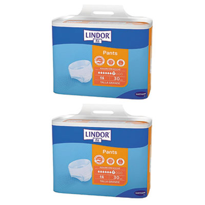 LINDOR-SUPER-NOITE-L-2x30-1 Lindor Fit Pants Night Large offer high-absorption, comfortable adult incontinence underwear designed for overnight protection. With 5.5 absorption level, odor control, breathable materials, and hypoallergenic design, these disposable pants ensure dryness, comfort, and skin protection all night.