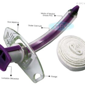 Category Specification Details Size • Measured by Internal Diameter (ID) and External Diameter (OD) • Adult ID range: 6.0–10.0 mm • Pediatric ID range: 3.0–6.0 mm • OD typically: ~10 mm (female), ~11 mm (male) depending on anatomy Length • Standard length varies by tube size • Extra-length or adjustable-length tubes available for anatomical variations Material • PVC: Softens at body temperature, widely used • Silicone: Soft, flexible, thermally stable • Metal (silver/stainless steel): Rigid, durable, sterilizable Radio-opaque Line • Included in most plastic tubes for X-ray visibility Cuff Type • Cuffed: Low-pressure or tapered cuffs for ventilation and airway sealing • Cuffless: For patients not requiring a seal or for long-term use Fenestrations • Optional holes in tube shaft to support airflow through vocal cords and aid speech or weaning Subglottic Suction Port • Optional channel for suctioning secretions above the cuff to reduce risk of VAP 15 mm ISO Connector • Standard connector for attachment to ventilators or breathing circuits Inner Cannula • Disposable or reusable inner cannula for easy cleaning and maintenance Intended Use • Airway management, mechanical ventilation support, long-term or temporary tracheostomy care