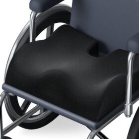 AUVON Anti-Slip Wheelchair Cushion offers ergonomic pressure relief with its ventilated high-density memory foam and supportive 18"×16"×3" design. Featuring a front-high, rear-low contour for improved posture, it includes a waterproof, machine-washable anti-slip cover, carry handle, and safety strap. Ideal for relieving sciatica, back pain, coccyx discomfort, pressure sores, and ulcers.