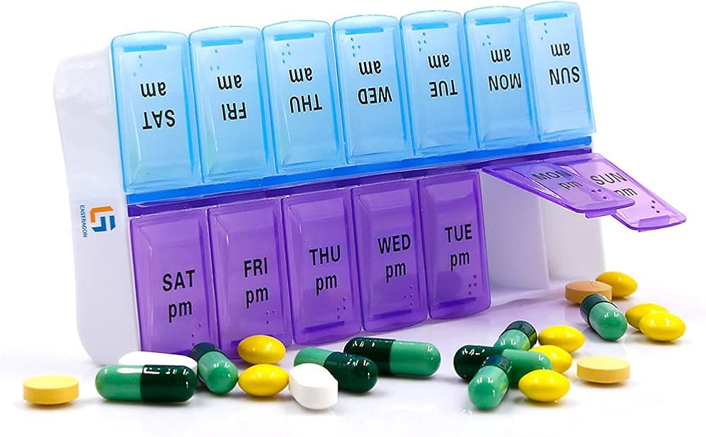 pill organizer2 Stay on top of your medication schedule with this 7-compartment round pill organizer. Designed for weekly use, it safely stores pills, vitamins, and supplements in a compact, dustproof case. Easy to carry and ideal for the elderly, travelers, or anyone managing multiple medications.
