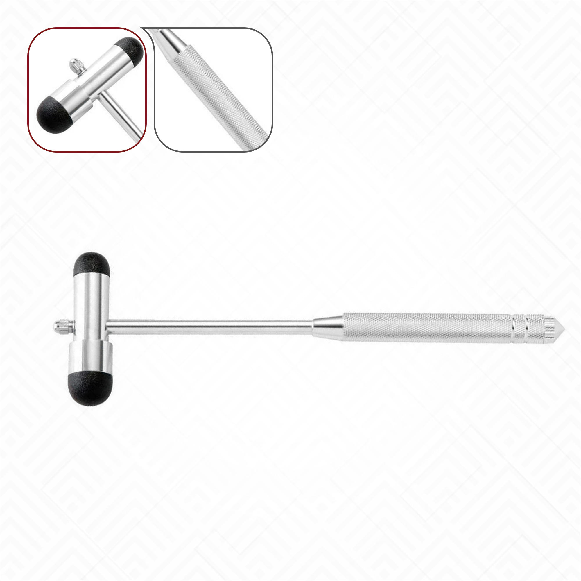 Reflex Hammer – Professional Neurological Percussion Tool for Deep Tendon Reflex Testing Professional reflex hammer designed for accurate neurological examinations and deep tendon reflex testing. Features ergonomic handles, durable steel or plastic construction, and various head types including Taylor, Queen Square, Buck, and Babinski for assessing nerve pathway integrity and diagnosing neurological disorders.