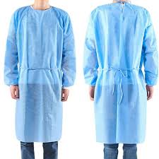 Blue isolation gowns provide reliable PPE barrier protection against fluids and microorganisms. Made from SMS or PE materials with AAMI Level 1–4 ratings, featuring full coverage, secure back closure, elastic or knit cuffs, and breathable comfort for safe patient care.