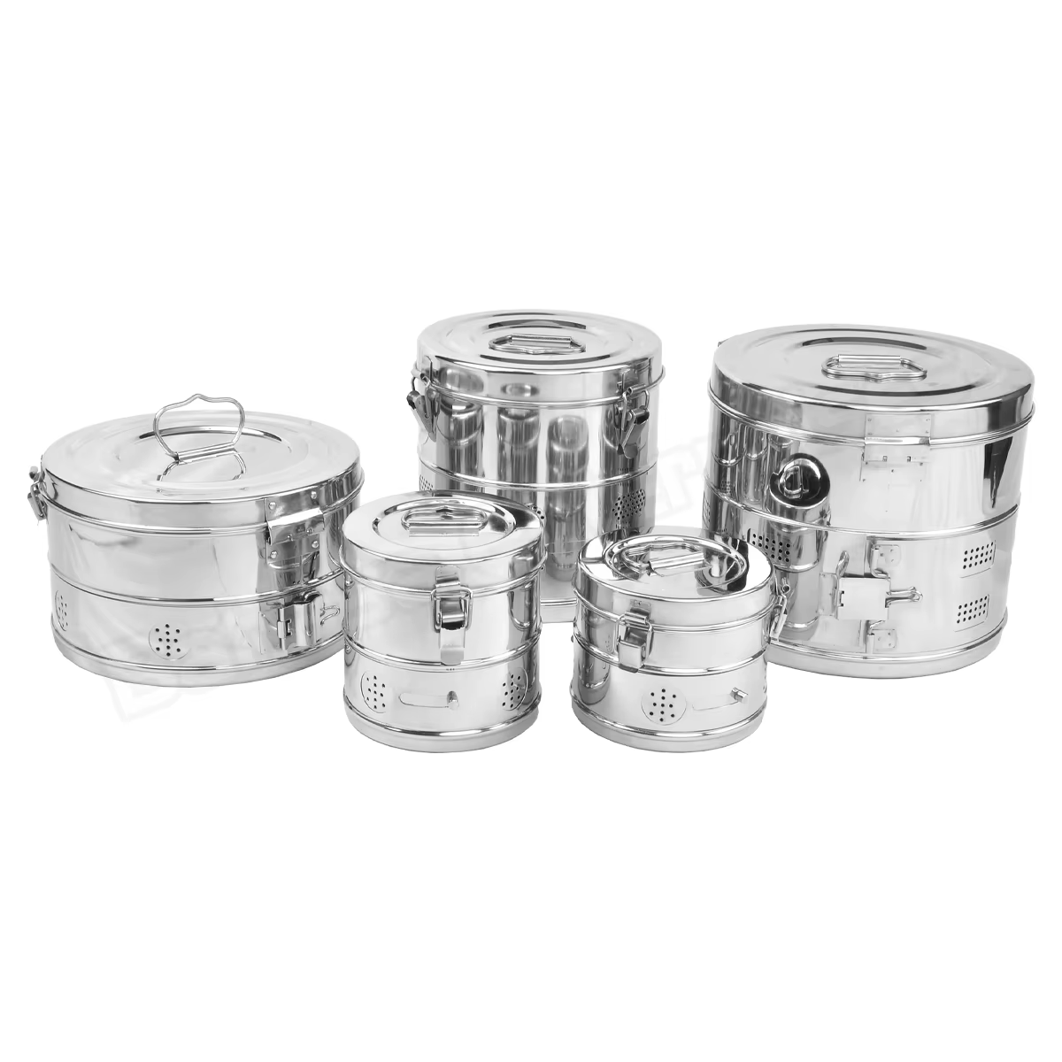 set of 5 sterile drums Set of 5 Stainless Steel Sterilizing Drums – Autoclave Dressing Drums for Medical Instrument Sterilization