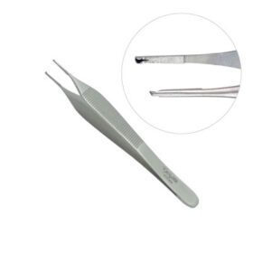 dson tissue thumb forceps designed for precise grasping of delicate tissue. Wide flat thumb grip, stainless steel, ideal for surgical and clinical use.