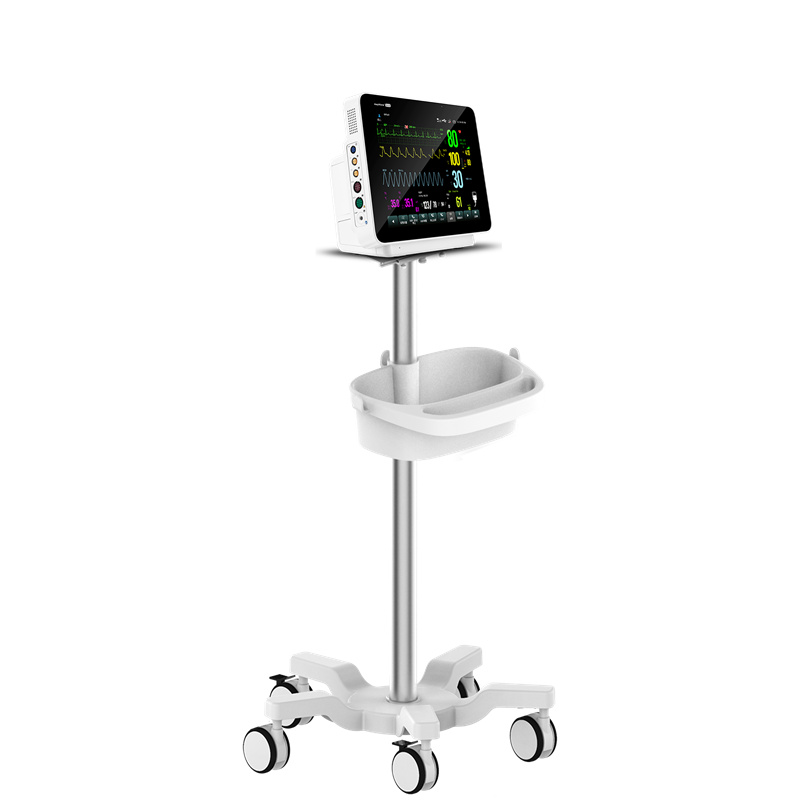 six parameters patient monitor with stand Advanced compact patient monitor with 12.1″ touchscreen, dual-battery transport up to 8 hours, wireless connectivity, and 96-hour data storage. Ideal for neonatal, pediatric, adult, and perioperative care.