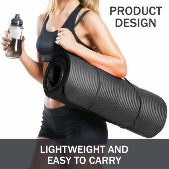 Maximo Fitness High-Density NBR Yoga Mat – Non-Slip Exercise Mat with Carrying Strap (12mm / 15mm)