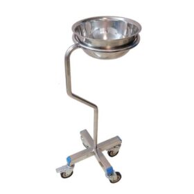 Adjustable Stainless Steel Hospital Bowl Stand with Wheels – Medical Basin Holder for Clinics & Operating Rooms