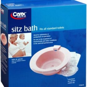 Carex Sitz Bath Over-the-Toilet Basin – Hemorrhoid & Postpartum Relief Soaking System with Solution Bag and Flow Control