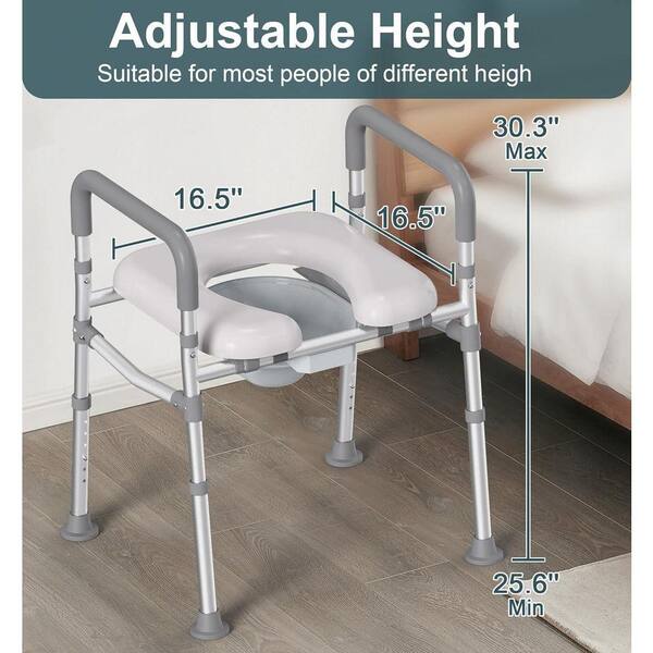 raised toilet seat2 Homland Raised Toilet Seat with Handles | Adjustable Toilet Safety Frame & Bedside Commode | Model C4