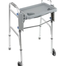 Premium Folding Walker with Tray, Cup Holders & Wheels | Lightweight Walking Aid