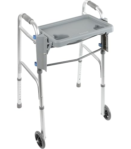 walking frame with cup holder tray1 - regino.com.ng Premium Folding Walker with Tray, Cup Holders & Wheels | Lightweight Walking Aid