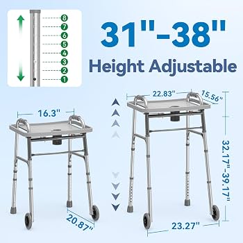 walking frame with cup holder tray3 - regino.com.ng Premium Folding Walker with Tray, Cup Holders & Wheels | Lightweight Walking Aid