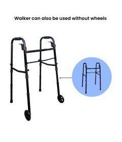Equate Folding Walker with 5-Inch Wheels | Adjustable Lightweight Mobility Walker | 350 lbs Capacity